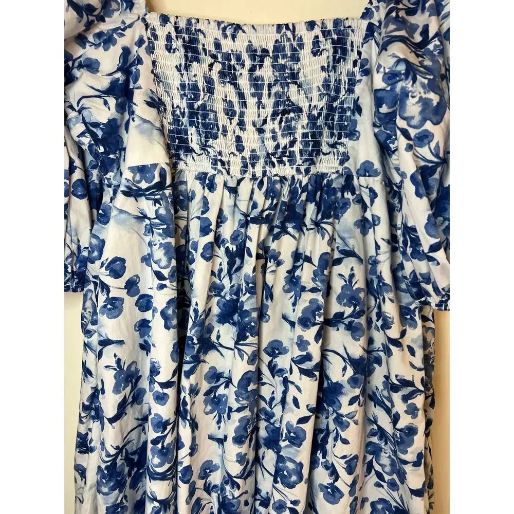 A&F Abercrombie and Fitch Emerson Ruched Puff Sleeve Floral Poplin Mini Dress - Picture 11 of 14